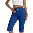 thumbnail image 2 of Hurxie Women's Capris Pull-On Stretch Straight Leg Elastic Waist Cropped Dress Pants with Pockets for Golf Yoga Office Work Blue,L, 2 of 7