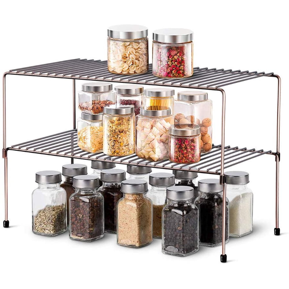 WOSOVO Expandable Stackable Cabinet Shelf Kitchen Counter Rack
