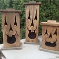thumbnail image 4 of Rustic Wooden Pumpkin Lantern Halloween Indoor Outdoor Decor, Handcrafted Jack-O'-Lantern Candle Holder 12", 4 of 4