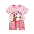 thumbnail image 2 of Amidoa Girls Summer Outfits 2 Piece Print Cute T Shirt Short Sleeve Top and Casual Shorts Kids Clothing Sets,Multicolor Size 1, 2 of 5