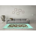 thumbnail image 3 of Ahgly Company Indoor Square Oriental Light Blue Traditional Area Rugs, 3' Square, 3 of 4
