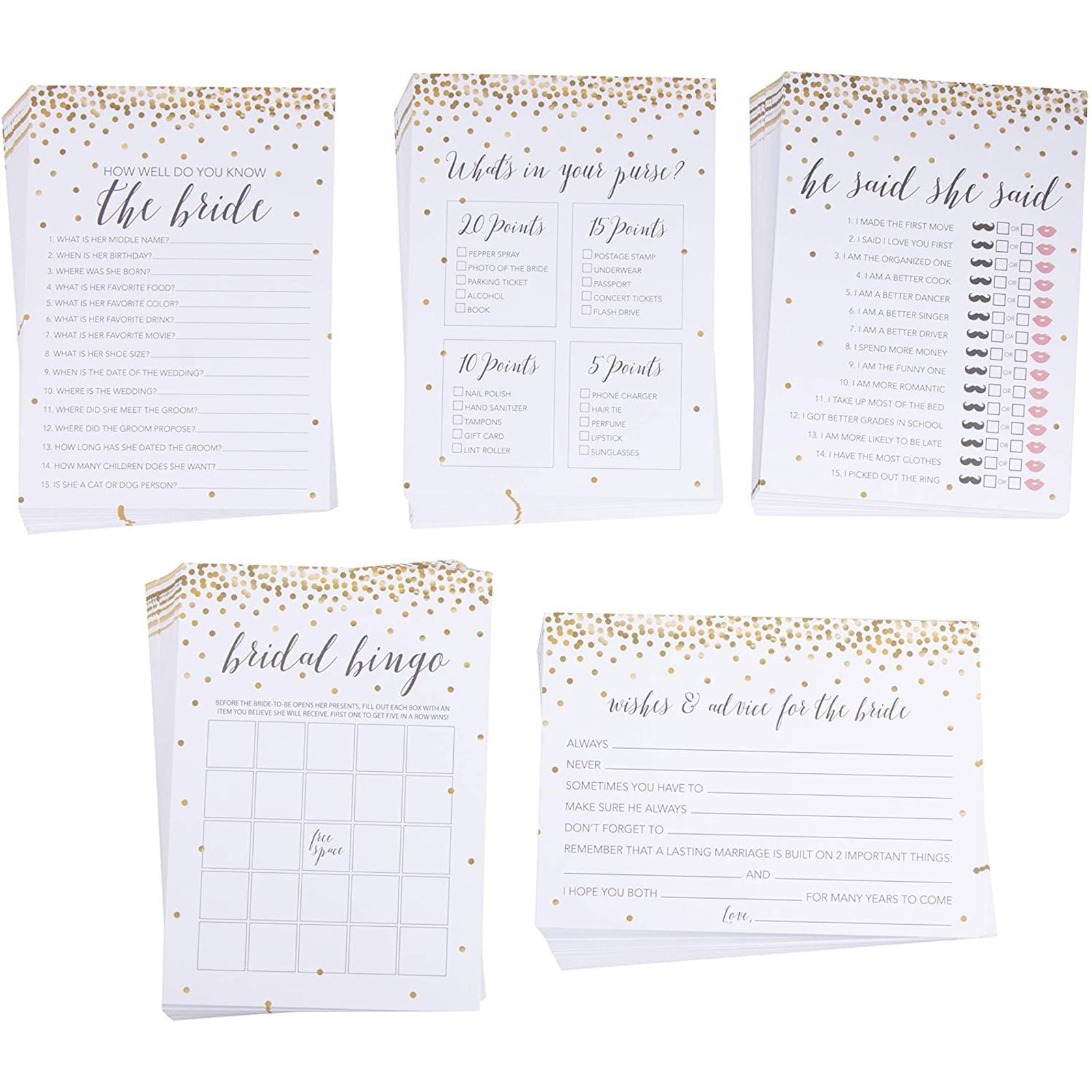 Pack for 5 Bridal Party Games