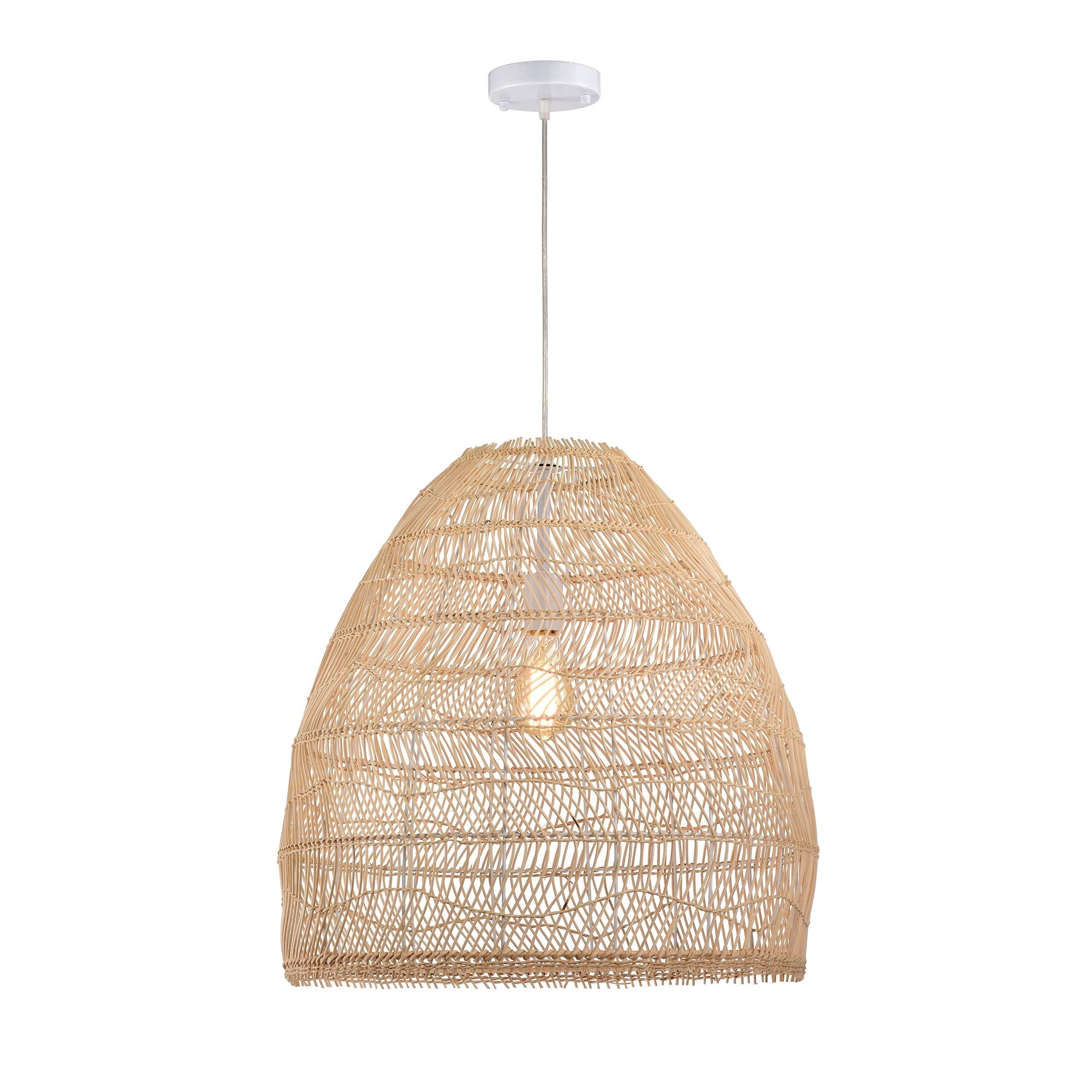 Luka Cream 1-Light Rattan Dome Basket Pendant Light