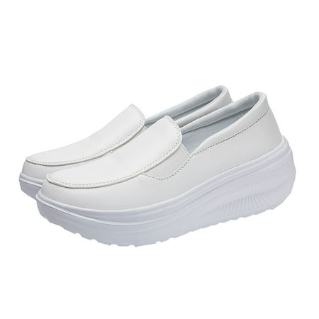 KBKYBUYZ Women s Solid Color Wedge Round-Toe Lightweight Soft Walking Shoes Casual Sneakers Comfortable Elegant Shoes