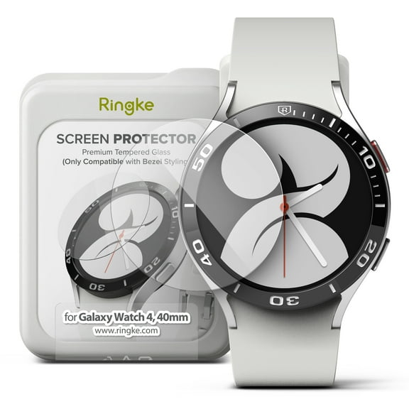 Ringke Tempered Glass Screen Protector for Bezel Styling (4 Pack) Compatible with Samsung Galaxy Watch 5 40mm and Galaxy Watch 4 40mm Smartwatch Protective Film - R2