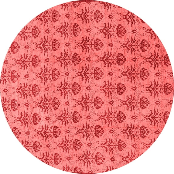 Ahgly Company Machine Washable Indoor Round Abstract Red Modern Area Rugs, 4' Round