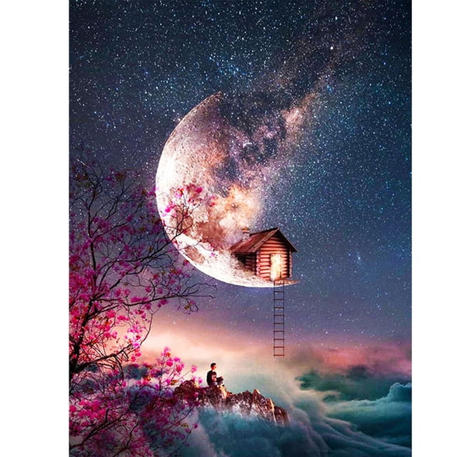 Diamante pintura 5D taladro redondo completo mosaico DIY Luna estrellada Kit decoraciones de pared Tmvgtek decoración de arte en el hogar