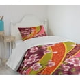 thumbnail image 4 of Ambesonne Flower Quilted Bedspread Set 2 Pcs, Sakura Blossom Japanese, Twin Size, Pale Pink Orange, 4 of 6