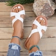 thumbnail image 4 of KIJBLAE Women's Cross Strap Open Toe Flat Beach Sandals, Wide Width Lightweight Non Slip Casual Summer Slides White 36, 4 of 9