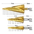 thumbnail image 4 of HSS de brocas escalonadas de sello central automático, Taper Taper Taper Taper Taper Taladro de metal para plástico, , aluminio, DYNWAVEMX taladro escalonado de ranura, 4 of 8