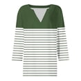 thumbnail image 5 of Scyoekwg 3/4 Length Sleeve Womens Tops Casual V-Neck Three-Quarter Sleeve Tshirt Dressy Casual Blouse Lightweight Loose Tshirt Tops for Women Trendy Striped Blouses (Green,XXL), 5 of 5