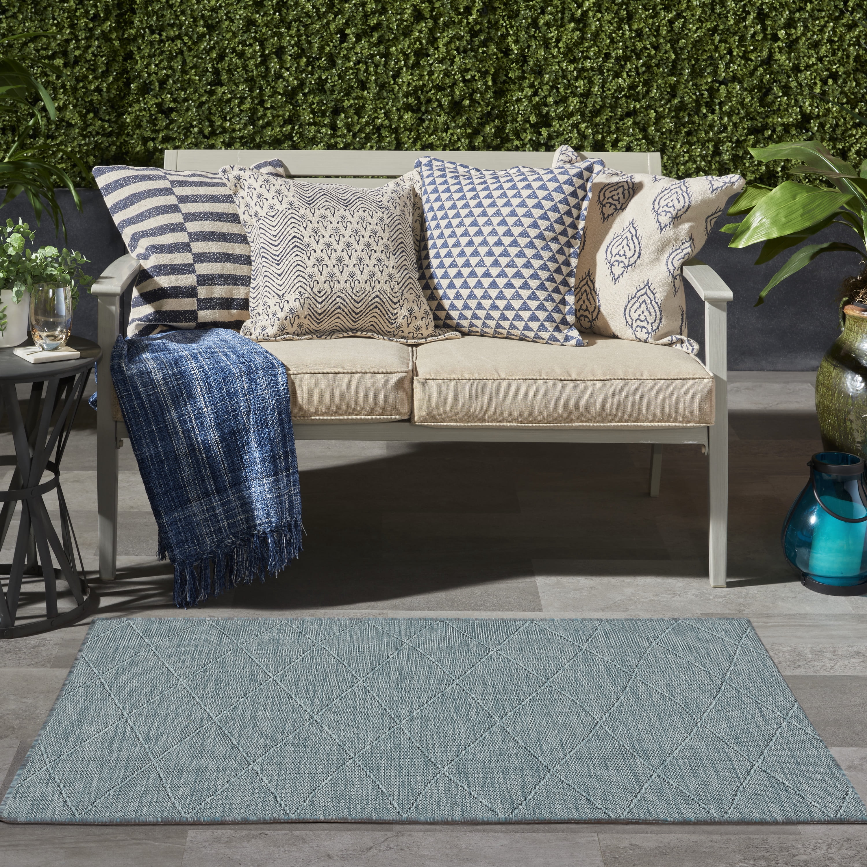 Nourison Practical Solutions Outdoor Aqua 3' x 5' Area Rug (3x5)