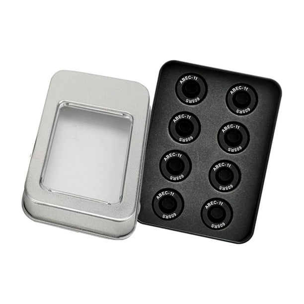 Rodamiento de bolas 608-RS (paquete de 8) - Ranura profunda con doble protección de goma para patinetas Negro