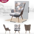 thumbnail image 5 of Onbeam Living Room Accent Chair Modern High Back Arm Chair, Grey Plaid Chairs for Bedroom Waiting Room, 5 of 6