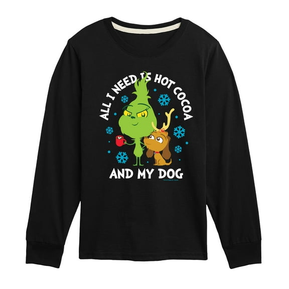 Dr. Seuss The Grinch - Christmas - Hot Cocoa & My Dog - Toddler & Youth Long Sleeve Graphic T-Shirt