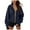 Dark Blue, variant on Zip up Hoodie Women Simple Solid Color Cropped Sweatshirt Halloween Sweatshirt Fall Jackets