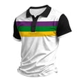 thumbnail image 2 of Fabrcox S-4XL Men Polo Shirts Short Sleeve Color Block Golf Shirts for Men Striped Lightweight Casual Athletic Sports Men's Big and Tall Shirts Purple XXXL, 2 of 4