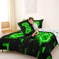 thumbnail image 4 of jejeloiu Pixel Checked Console Full Size Comforter Sets,Abstract Geometric Plaid Bedding Sets For Boys Teens Reversible 3-Piece, 4 of 7
