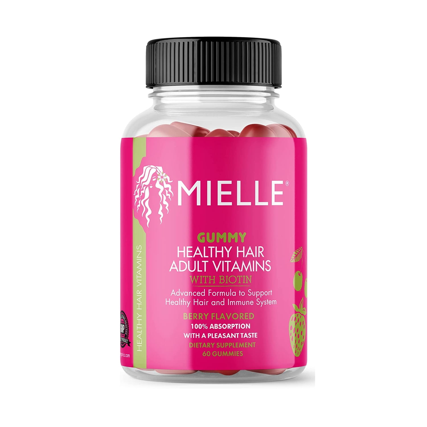 Mielle Organics Healthy Hair Adult Vitamin Gummies with Biotin Berry