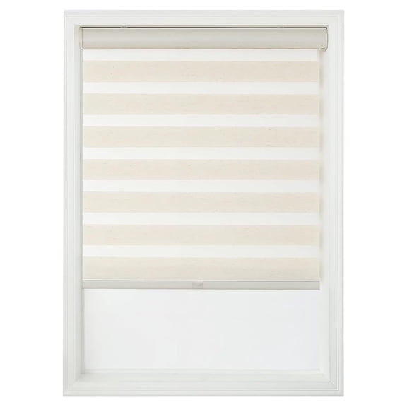 Zebra Blinds - Cordless Shades for Indoor Windows, Light Filtering, Dual Layer, 29" W x 72" H, Natural Linen