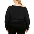 thumbnail image 5 of Womens Crop Sweatshirts Long Sleeve Cold Shoulder Pullover Loose Solid Color Workout Casual Strappy Tops (XL, Black), 5 of 7