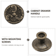thumbnail image 4 of 4pcs Decorative Gabinete Perillas Retro Antiguo Handles Manedas de cajones (Bronce), 4 of 6