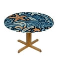 thumbnail image 3 of PIKWEEK Ocean Coral Starfish Round Fitted Tablecloth  Fitted Table Cloth for Round Table Waterproof Wipeable Round Elastic Table Cloth Circular Table Cover with Elastic Edge, 3 of 7