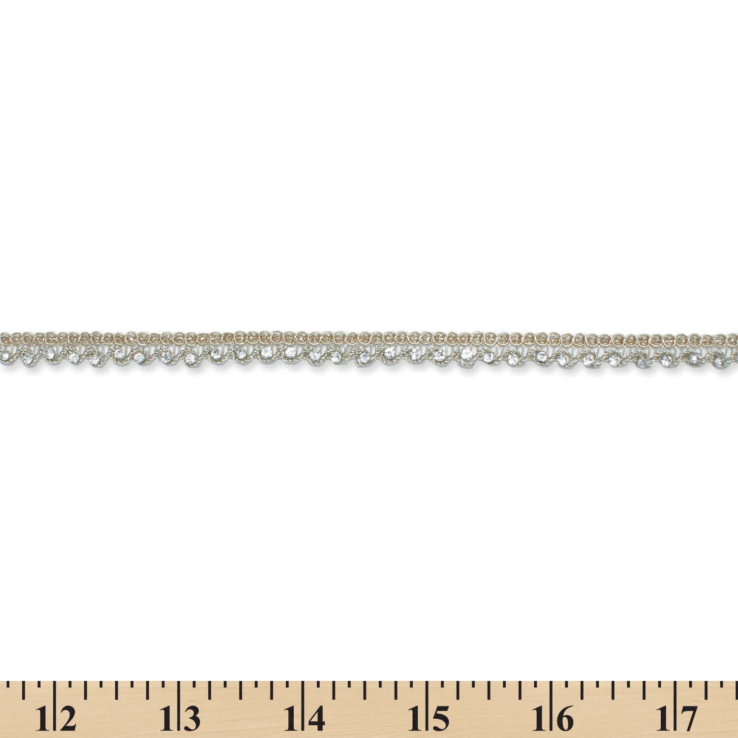 1/2 Inch Glitter Rhinestone Metallic Corded Lace Trim For Sewing, Crafts, Decor, & Upholstery - Champagne 1 Pack (9.8 Yards / 9 Meters)