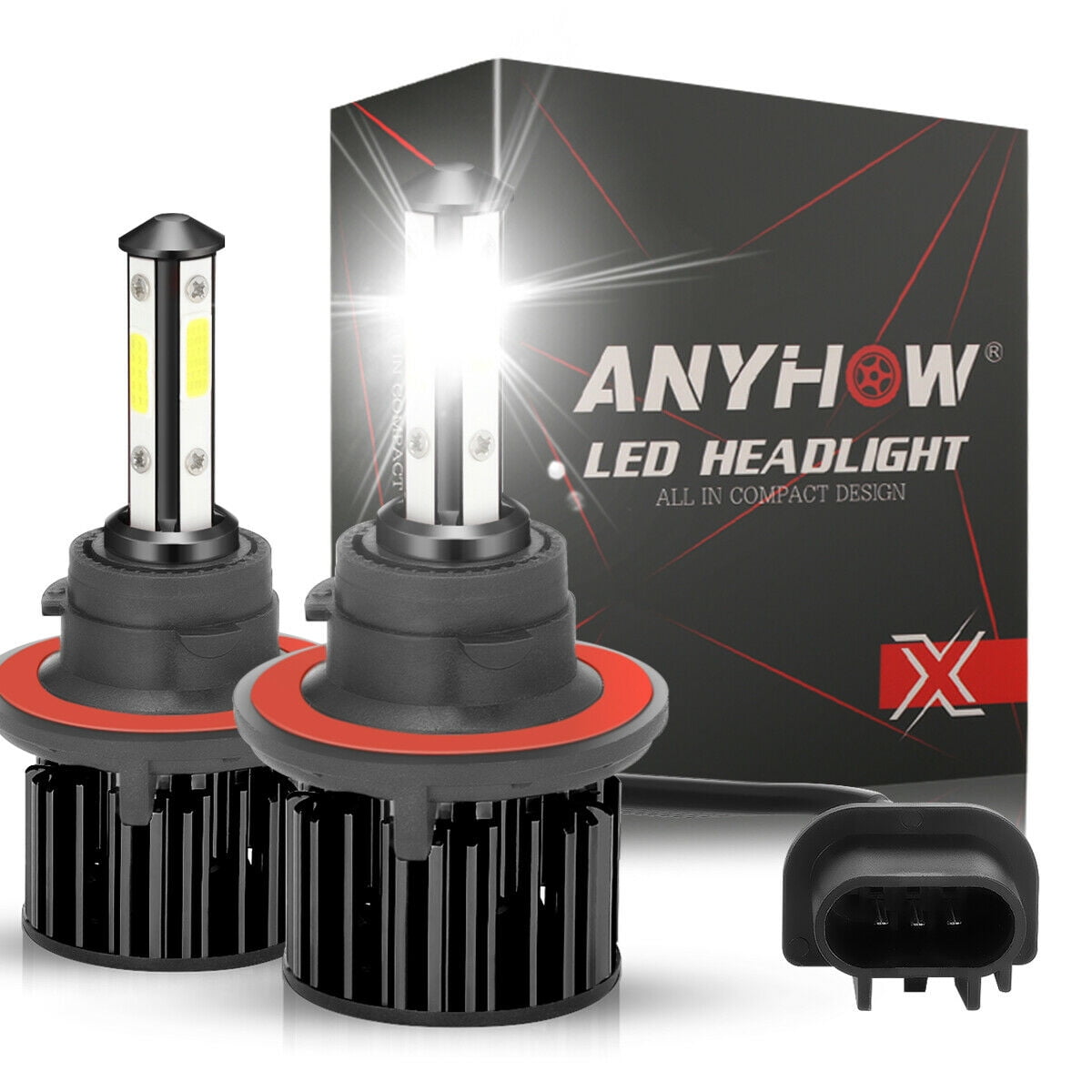 ANYHOW H4 9003 Mini LED Headlight Bulb Kit 6000K High Low Dual Beam 120W White