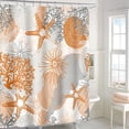 thumbnail image 2 of Beach Ocean Themed Shower Curtain, Orange Cute Nautical Coastal Shower Curtains for Bathroom Decor, Summer Tropical Seashell Starfish Coral Fabric Shower Curtain Set with Hooks, 72x72, 2 of 6
