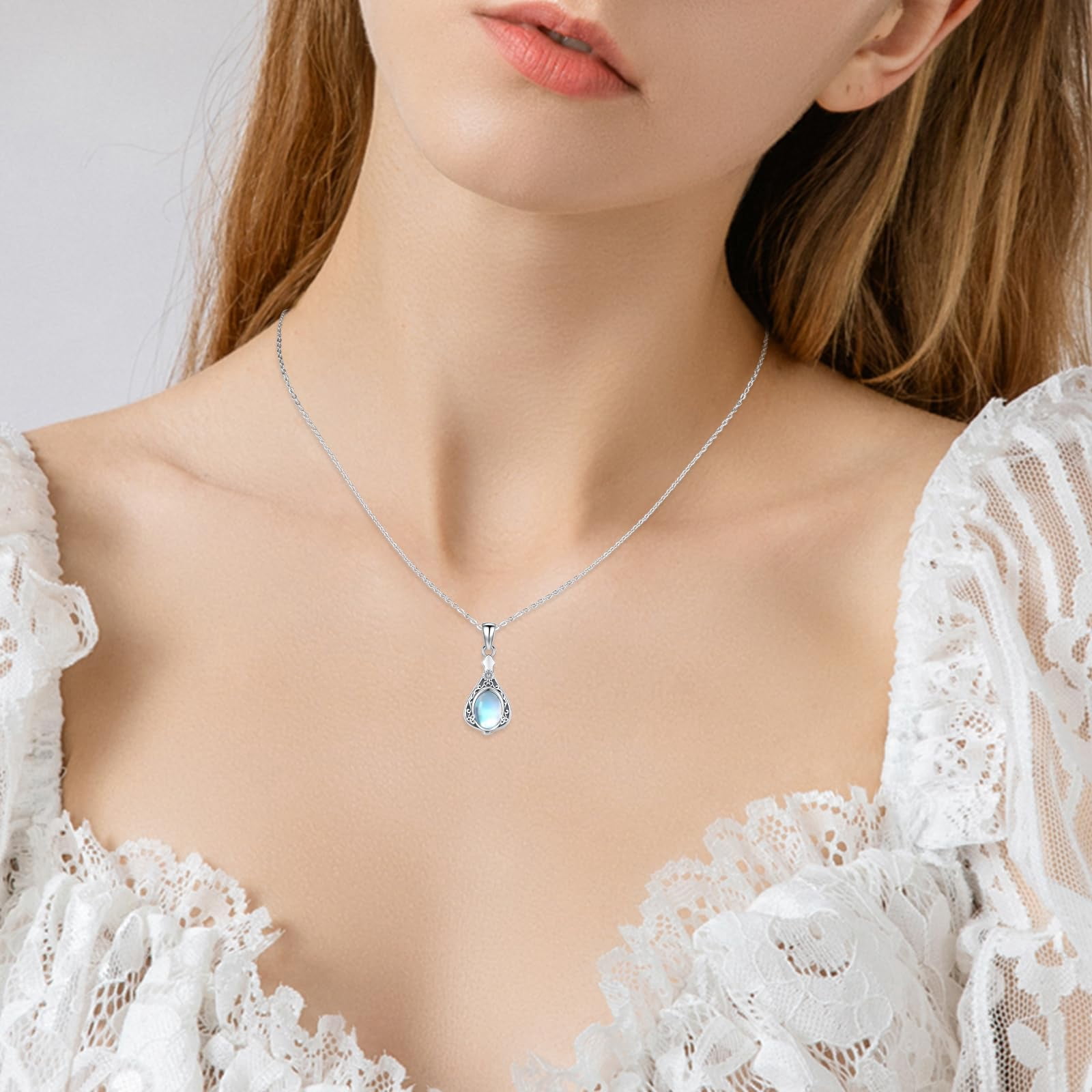 Moonstone Urn Necklace for Ashes for Women Sterling Silver Celtic Knot Keepsake Cremation Necklace Jewelry Gifts for Women Wife Mother