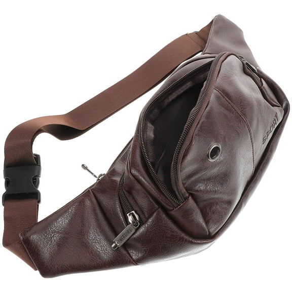 WHAMVOX Pu Leather Large Fanny Pack Waist Bum Hip Bag Large Belt Bag Crossbody Bags Travel Pouch Sling Bag For Women Teen Girls For Trip Picnic Hiking Camping Sports Light Brown