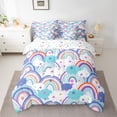 thumbnail image 3 of Feelyou Cartoon Blue Rainbow Twin Bedding Sets 7-Piece for Kids, Dreamy Starry Sky Cloud Bedding Comforter Set, Cute Love Heart Reversible Sheet Sets, Breathable Home Decor, 3 of 9