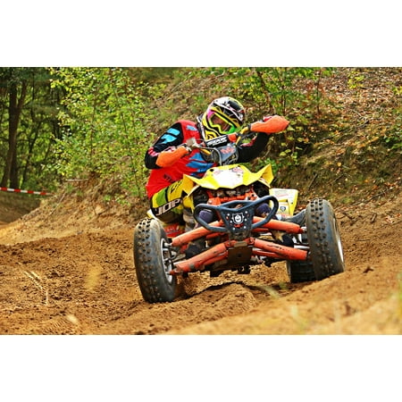 Enduro Atv - Canvas Print Quad Curve ATV Enduro Motocross Cross Stretched Canvas 10 x 14