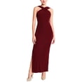 thumbnail image 2 of Vestido largo de cóctel sin mangas con cuello halter para mujer Hobemty, con abertura en el dobladillo, Bodycon, talla XL, color rojo vino, 2 of 5