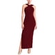 thumbnail image 2 of Vestido largo de cóctel sin mangas con cuello halter para mujer Hobemty, con abertura en el dobladillo, Bodycon, talla XL, color rojo vino, 2 of 5
