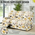 thumbnail image 2 of COEQINE Recliner Sofa Cover Soft Reclining Slipcover 8 Pieces Breathable Recliner Cover 3 Seater Stretch Furniture Protector with Pocket for Pets, Dogs, Kids, Rooster Chicken Floral Yellow, 2 of 8