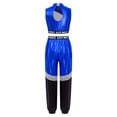 thumbnail image 4 of TiaoBug Kids Girls Jazz Hip Hop Street Dancing Outfit Sleeveless Sequin Crop Top with Dance Pants Set Royal Blue 12, 4 of 7