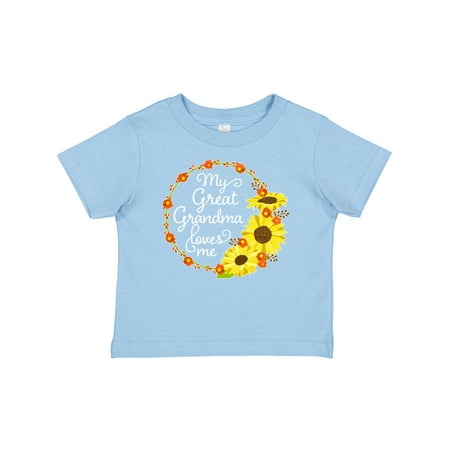 

Inktastic My Great Grandma Loves Me with Sunflower Wreath Gift Baby Boy or Baby Girl T-Shirt