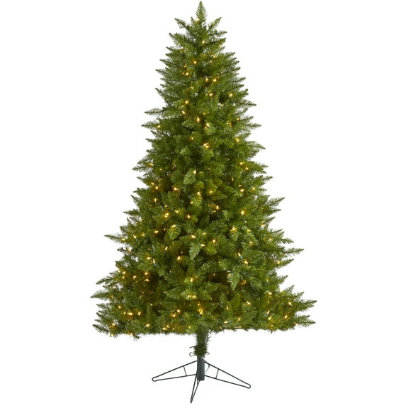 Nearly Natural 6.5' Vermont Spruce Christmas Tree with 450 Warm White LED Lights - Green