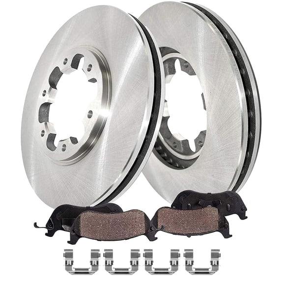 Detroit Axle - Front Brake Kit for 2000-2004 Nissan Xterra, 2003-2004 Frontier Brake Rotors and Ceramic Brakes Pads Replacement: 11.12" inch Rotors