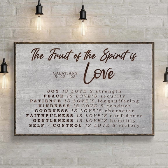Galatians 5:22-23 Bible Verse Wall Decor | The Fruit Of The Spirit Sign | Christian Home Decor | Bedroom Home Decor | Living Room Canvas Art