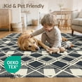 thumbnail image 4 of ODIKA 8'x10' Washable Area Rug Non-Shedding, Easy Care, Modern Farmhouse Grid Layout Evenly Spaced Geometric Diamond Accents for King Size Bedroom Under Bed, Master Suite, 4 of 7