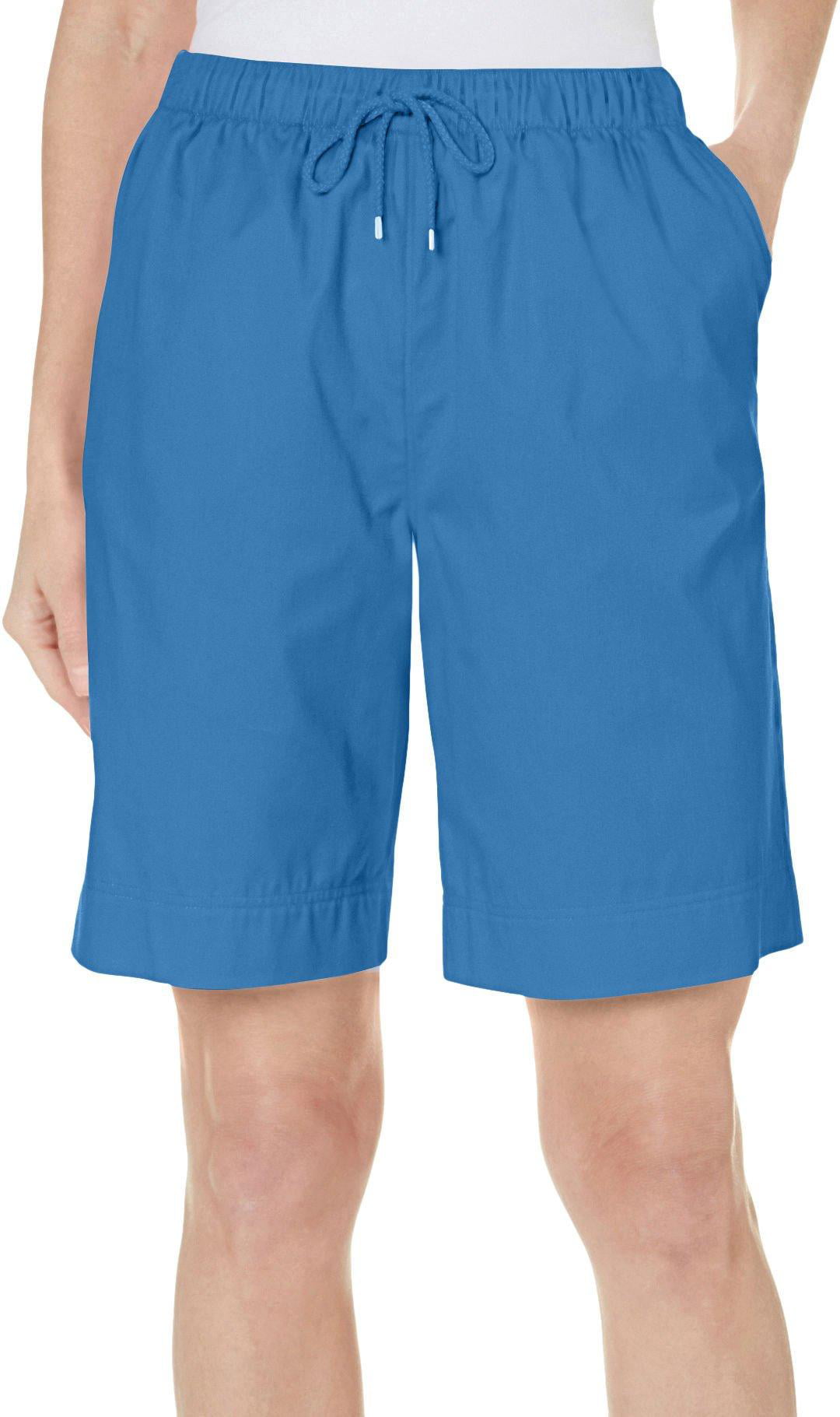 Coral Bay Petite The Everyday Solid Drawstring Twill Shorts 