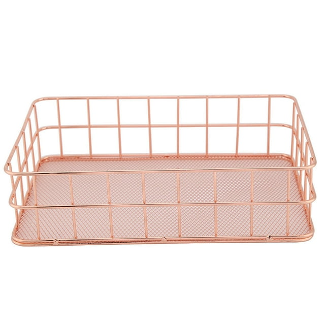 Nikou Panier de Rangement en Fer Support de Rangement en Or Rose pour Organisateur de Bureau(ré)