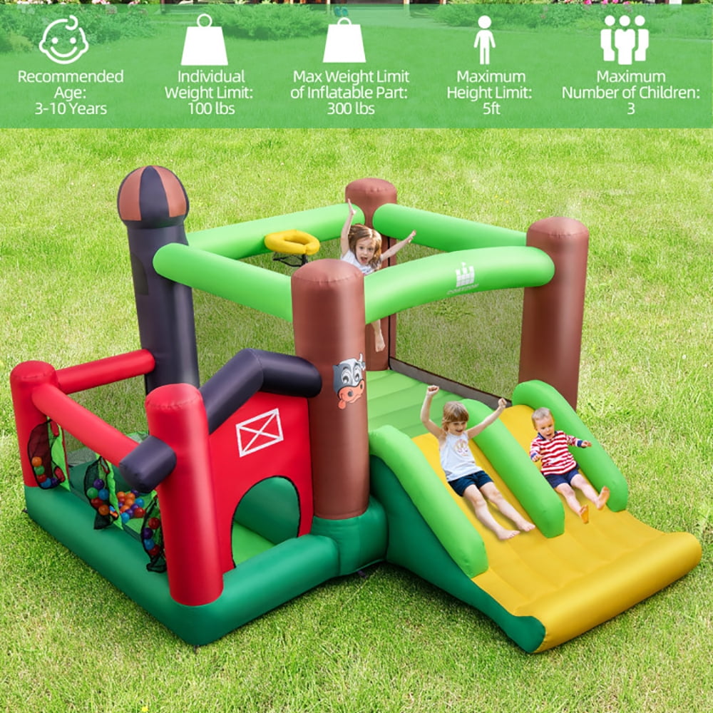 Aimee Lii 6-in-1 Inflatable Bounce House with Double Slides without 735W Blower, Bounce House for Kids 3-10
