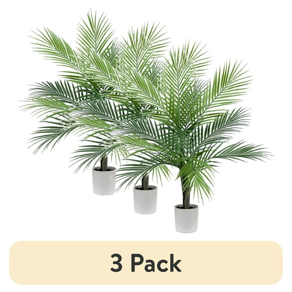 (3 pack) Mainstays 30"H Artificial Indoor Palm Tree in Plastic Vanilla Planter