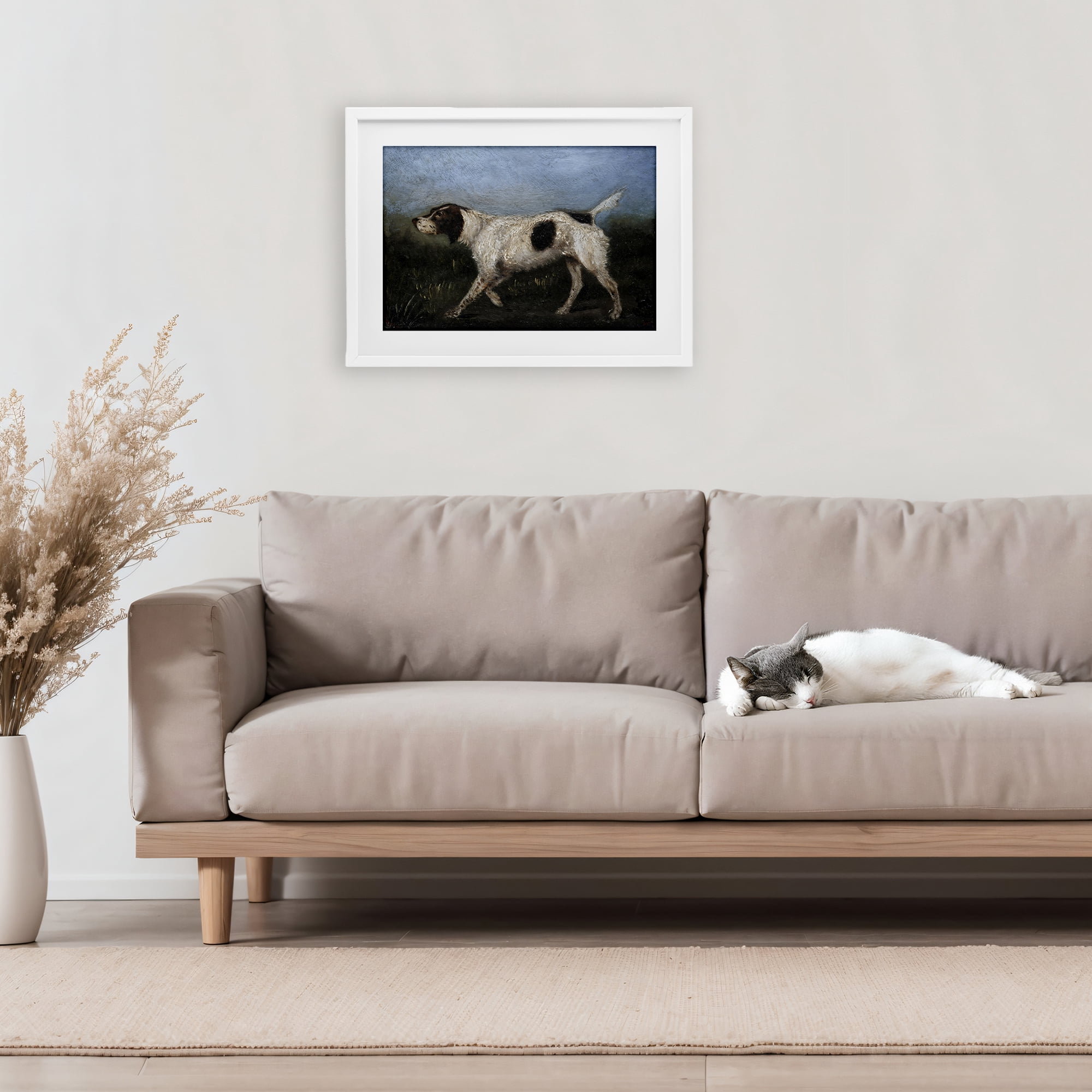 Stupell Industries Alert Hunting Dog in Field White Framed Print Under Glass, design by Arlington Prints