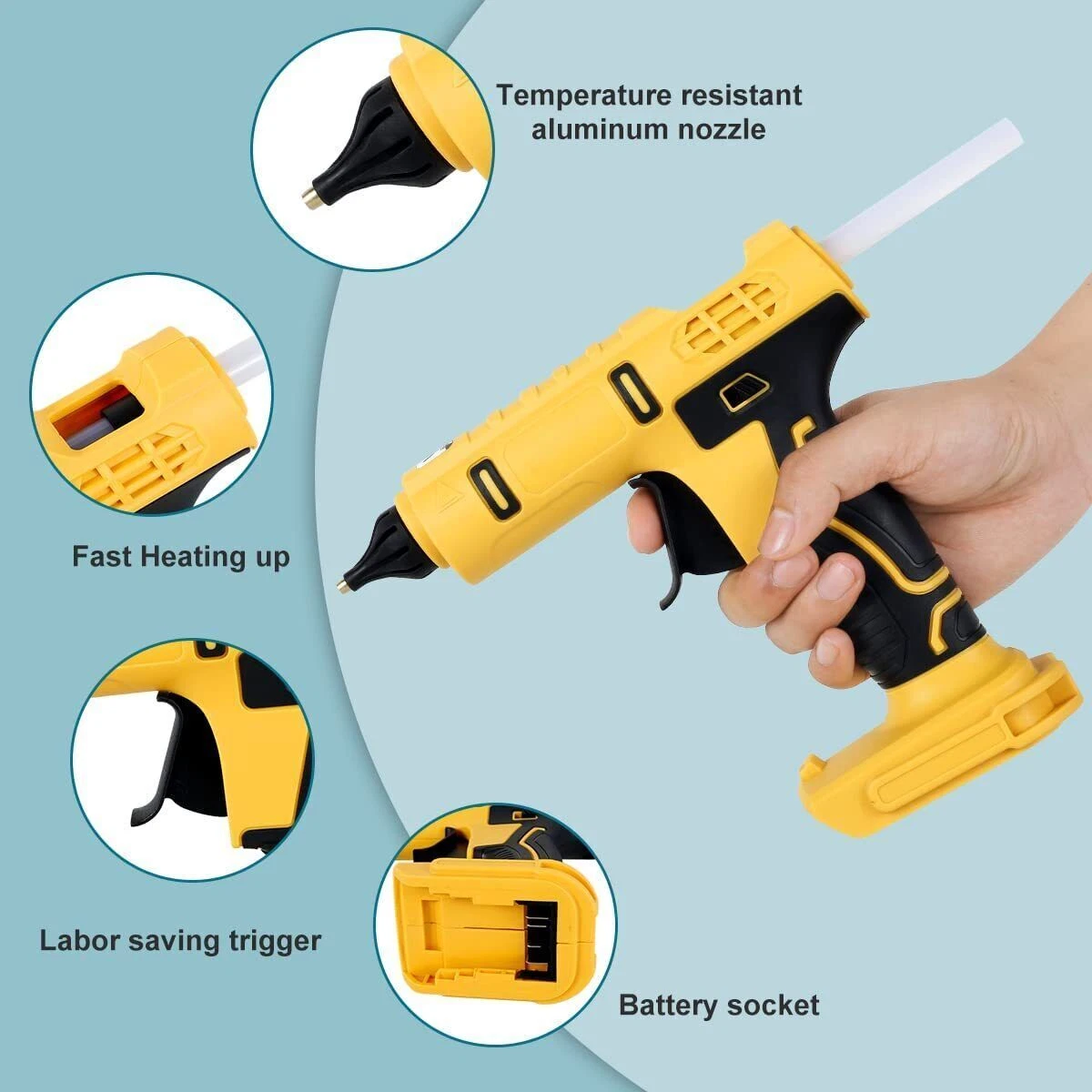 Cordless Electric Handheld Hot Glue Gun Repair DIY Tool Melt Welding for Dewalt