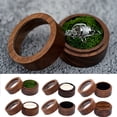 thumbnail image 1 of Neinkie Rustic Walnut Wooden Engagement Ring Box, Solid Wood Round Ring Box for Proposal Wedding Ring Storage, 1 of 2